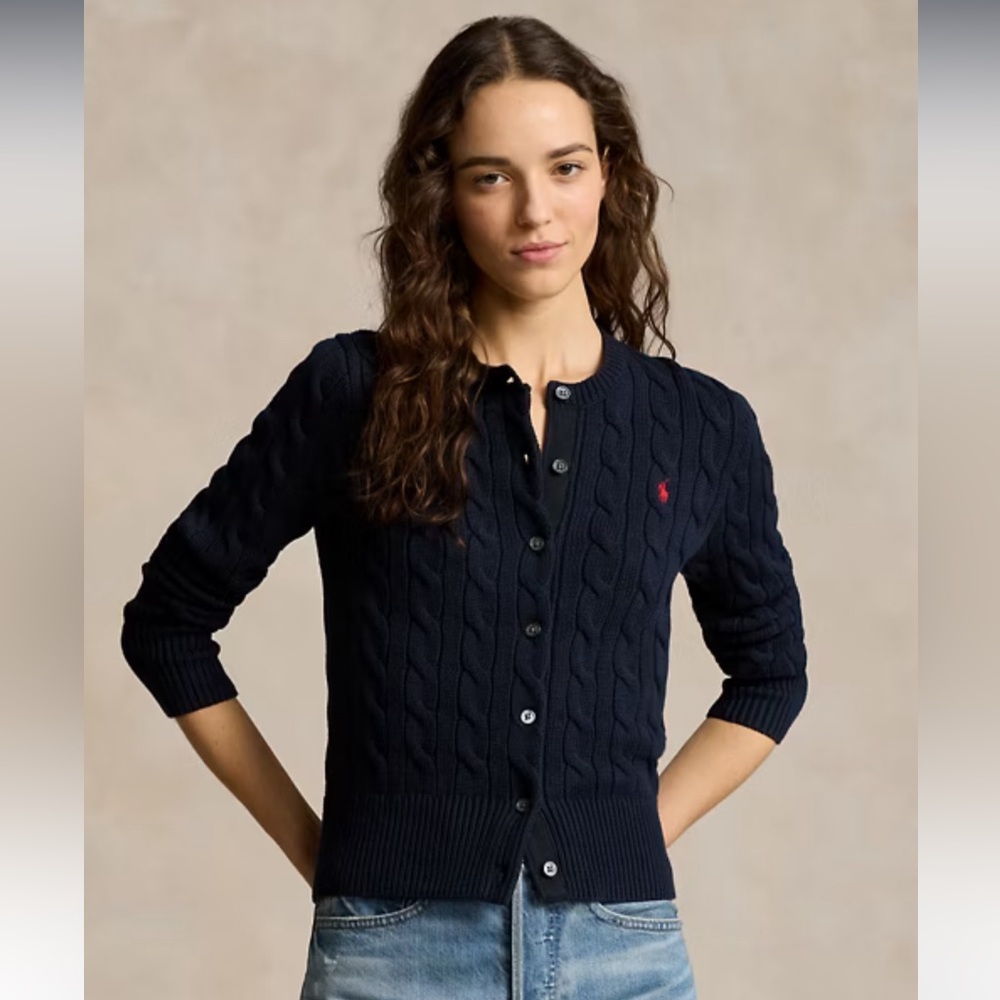 Polo Ralph Lauren Cable-Knit Cotton Crewneck Cardigan